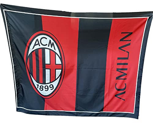 3R SPORT S.R.L. Bandierone Milan Ufficiale cm 140 x 174 Rossonero | Bandiera Milan Grande Ufficiale Rossonera BGSMIRN