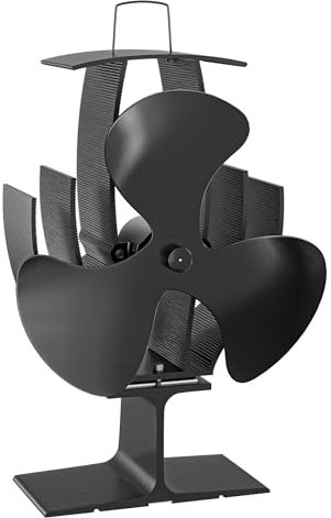 Wiltec Ventilatore per stufa a legna camino, Ventola con 3 pale, 70-350 °C, funzionamento senza elettricità