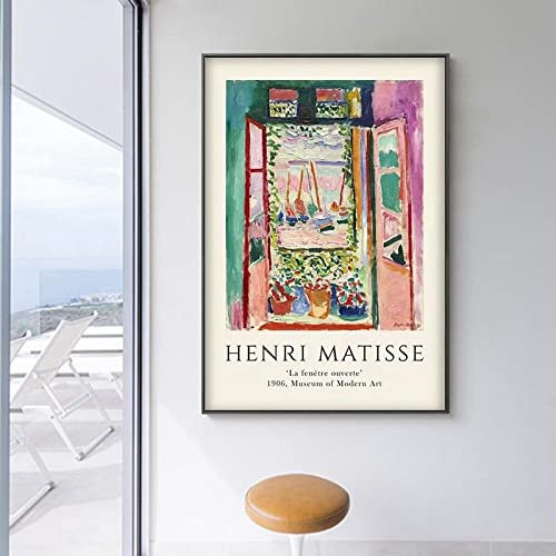 SXKJ Henri Matisse The Open Window Poster, Matisse-Kunstdruck, Matisse-Kunstausstellungsposter, bunte Matisse-Leinwandmalerei, 50 x 70 cm, rahmenlos