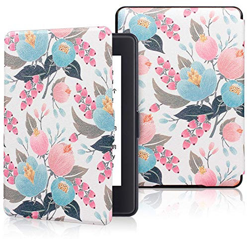 Custodia Per Kindle Voyage, Cover Intelligente Protettiva Sottile E Sottile In Pelle Con Funzione Di Sospensione / Riattivazione Automatica Per Amazon Kindle Voyage 2014 -Flower Floral Kindle (7Th G