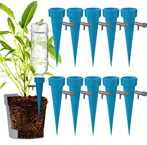 Automatisch Bewässerungssystem Für Topfpflanzen 10 Stück Set Für Pet-Flaschen | Blau Automatisches Tropfbewässerungssystem | Pflanzen Wasserspender Blumen Bewässerung Urlaub Urlaubsbewässerung Tropfer