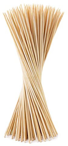 MC - Lot de 100 brochettes en bois de bambou de 25 cm x 3 mm, idéales pour les guimauves. Brochettes pour barbecue et rôtis, durables et biodégradables pour grillades et fêtes ou bricolage.