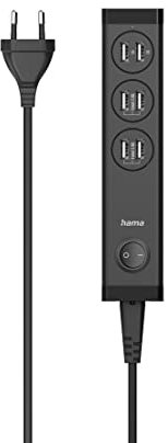 Hama USB Ladegerät 6 Port 34W (Ladestation mehrere Geräte, 6fach USB A, Mehrfach USB Steckdose, Netzteil, für Smartphone, Handy und Tablet, Multi Ladestation) schwarz
