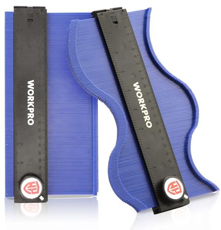 WORKPRO Calibro per contorni con blocco (25+25 cm), set da 2 pezzi, duplicatore di profili collegabile con sistema di bloccaggio, per copiare forme irregolari con precisione