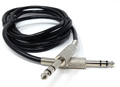 DRUT 2m 6.35mm Male to 6.35mm Male Stereo Audio Cable, 1/4 TRS Connectors For Professional Music Instruments & Home Audio 6.5ft Black Nickel Connectors