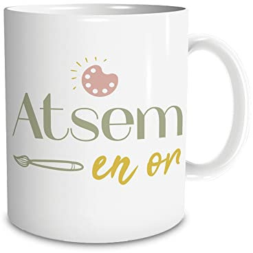 STC - MUG CÉRAMIQUE Atsem en Or 9.5CM Blanc