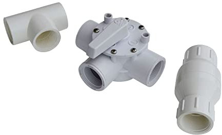 SPIRATO Pool Solarweiche Set 3-Wege-Ventil + T-Stück + Rückschlagklappe Bypass für Solarheizung