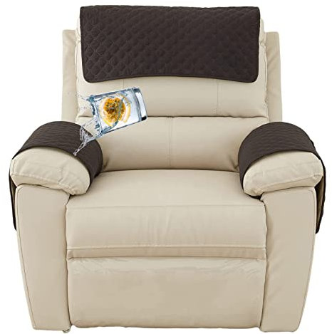 EXTLEZSA Armlehnenbezüge Mit Tasche, wasserdichte Armlehnenschoner 1/2/3-Sitzer Sofa Kopfstützen Schonbezüge Rutschfester Möbelschutz Für Stühle, Couch, Sofa, Sessel (Schwarz,1 Sitz 3-tlg)