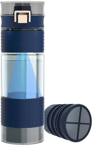 HISOIT UV Sterilizing Water Filter Bottle Sports Water Bottle with Filter Water Purifier and Water Filtration for Hiking Camping and Outdoor Activities 500ML/17OZ(Blue)