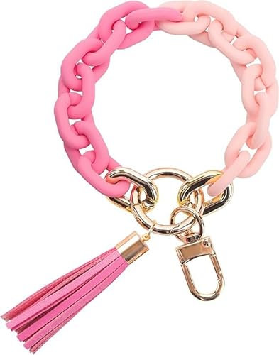 Guidre Schlüsselanhänger Auto Frauen Schlüsselanhänger Armband Autoschlüsselanhänger mit QuasteWeihnachtsgeschenke für Frauen,Handgelen schlüsselkette für Damen (Rosa Farbverlauf)