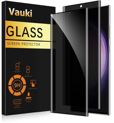 Vauki Protector Pantalla Privacidad para Samsung Galaxy S23 Ultra 2 Piezas,Cristal Templado Anti Espía,Anti-Espía Vidrio Película,9H Dureza,Anti-Arañazo,Sin Burbujas,Privacy Screen Protector,6.8