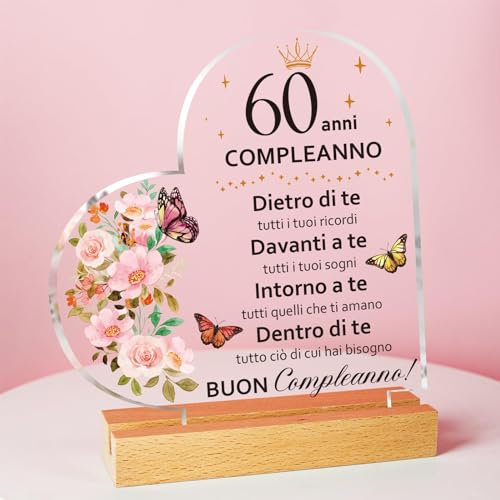 Vetbuosa 60 Anni Compleanno Donna, 60 Anni Regalo Compleanno 1963, Regalo Amica Compleanno, Ornamenti Decorativi Trasparenti, 60 Anni Regal Mama, Papa, Nonna, Sorella, Idee Regalo Amica Compleanno