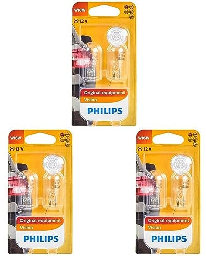 Philips 12067B2 Glassockellampe W16W, 2-er Set Blister (Packung mit 3)