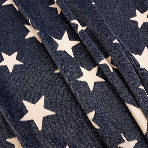 Stoff Meterware Wellness Fleece Sterne marine blau weicher Plüsch Softplüsch Bekleidung weich Meterpreis für Jacke Kissen Mantel Hundekorb Kuscheldecke