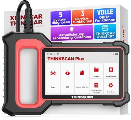 Diagnosegerät Auto, ThinkScan Plus S4 OBD2 Diagnosegerät Mit AutoVIN, Auto Auslesegerät Mit 5 Systemdiagnosen (ECM/ABS/SRS/BCM/TCM)+3 Servicefunktionen