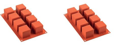 silikomart 26.104.00.0065 Moule en Silicone Forme Cube, Rouge Brique, 5,5 x 17,5 x 31 cm (Lot de 2)