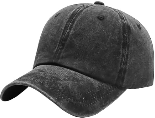 Rumnoke Baseball Caps for Men Women Adjustable Washed Cotton Baseball Cap Classic Sun Visor Hat Black