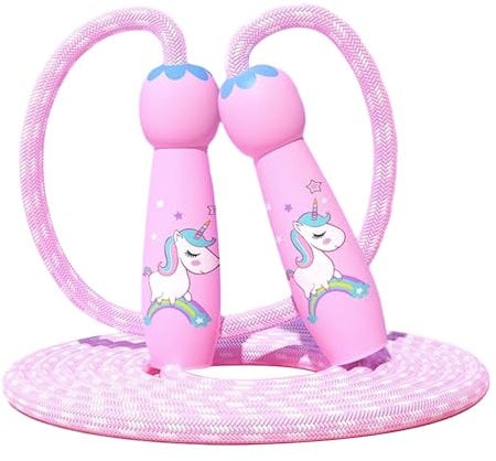 1 Piece of Pink Leather Jumping Rope for Children, Cotton Rope with Comfortable Handle, No Knotting or Winding, Adjustable Length, Special for Children and Beginners