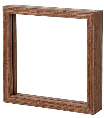 POTRUWE 16,8 cm Bilderrahmen, rustikales Braun, doppelseitiges Glas-Kunstwerk, gepresste Blumen-Display, schwebender Holzrahmen für gepresste Blumen, Trockenblumenrahmen, Bilderrahmenständer
