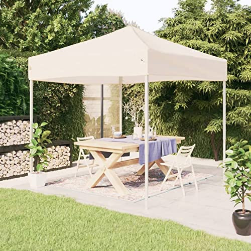 Gecheer Partyzelt Faltbare Zelt Pavillon Festzelt Gartenpavillon Pergola Gartenzelt Bierzelt Terrassenpavillon 292 x 292 x 245 cm (L x B x H),210D Oxford-Gewebe mit silberner Seschichtung,Creme