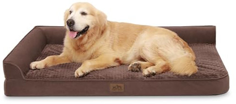 COZY KISS Orthopädisches Hundebett Ergonomisches Hundesofa, Hundecouch mit eierförmiger Kistenschaum für große Hunde, waschbar rutschfest Hundebetten,Braun, 122x81x19cm