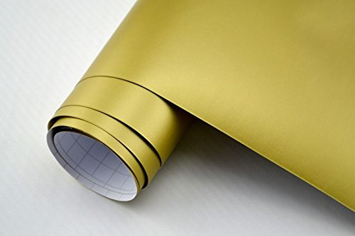 Neoxxim 26,6€/m2 3D Autofolie matt Gold matt 30 x 150 cm Lackfolie Car Wrapping Lackschutzfolie blasenfrei flexibel