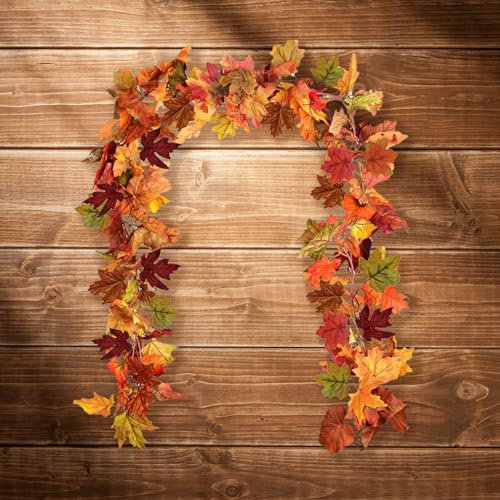 ACAREY Herbstdeko Girlande Ahornblätter, Herbst blätter Girlande 175cm Herbstdeko Hängend Herbstgirlande für Drinnen und Draußen, Hochzeit, Erntedankfest, Party, Kamin, Weihnachtsdeko