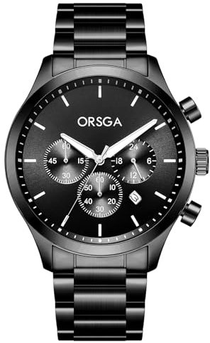 CIVO Uhren Herren Edelstahl Armbanduhr: Chronograph mit Datum Analog - Schwarz Herrenuhr Wasserdicht