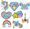 8pcs Rainbow Unicorn Iron/Sew on Embroidery Patches,Dreamy Stars Butterfly Diamond Applique,Anime Repair Fashion Accessories Collection Stickers for Clothing Jacket Jeans Backpack Hat Vests Bags