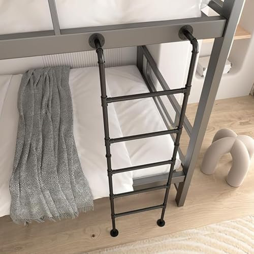 Escalera de Tijera de Metal montada en la Pared, Escalera de Salida de Emergencia de Alta Resistencia Escalera de Escape de Incendios de Hierro Forjado Negro(130cm/51in)