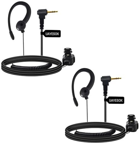 UAYESOK Funkgeräte Headset, G-Typ Security Ohrhörer 1 Pin 2,5-mm Klinke Kopfhörer für Walkie Talkie Motorola Talkabout TLKR T92 H20 T60 T80 T82 XT180 Funk, mit PTT-Mikrofon & Ohrstöpsel (2 Stück)