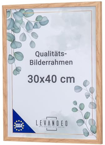 levandeo Bilderrahmen Natur Eiche Optik 30x40 Made in EU Posterrahmen Portrait Fotorahmen Picture Frame Deko