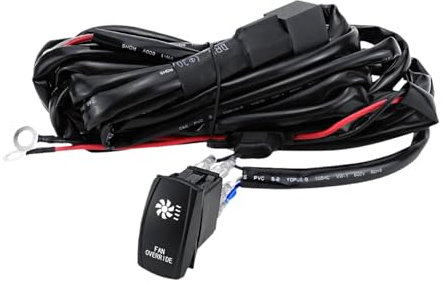 Ronyme Cooling Fan Override Wiring Harness Rocker Switch,UTV Plug Play Maintenance Waterproof Relay for Campers Boat RV Vehicle