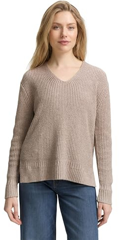Tom Tailor Damen 1047674 RIPP Strickpullover mit V-Ausschnitt