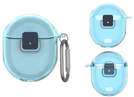 Protective Cover Case for Google Pixel Buds Pro 2, Ultra Slim Anti-Scratch Dust Cover Sleeve Anti-Lost TPU Earbuds Case Full Protection Soft Rubber Clear Skin Shell with Carabiner (Transparent Blue)