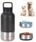 dijiusidy 3-in-1 Dog Water Bottle, Stainless Steel Insulated Puppy Water Bottle with Detachable Food Bowl and Water Bowl, Portable Dog Water Bottles for Walking, Travel, Camping (Black, 32oz)