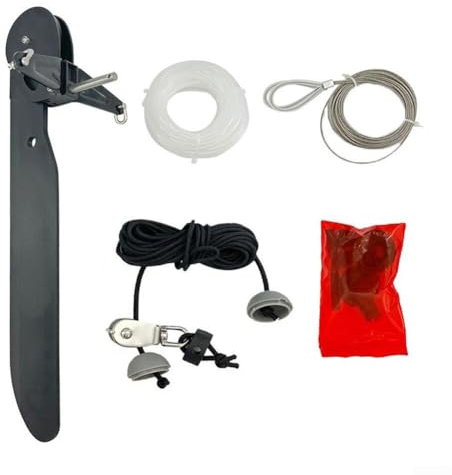 Vilgftyiet Marine Grade Kayak Sterzo Sistema Con Controllo Timone Kit Lama Nylon Nero Per Barche Da Pesca Attrezzature di Navigazione Acqua 52x20x10cm Set Completo