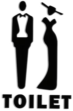 Acrylic Toilet Signs for Door with Self Adhesive Backing, 3D Pattern Bathroom Door Sign for Office Bathroom or Public Places, practical Signs & Plaques, Modern Style Acrylic Sign Holder