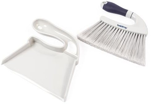Beldray Deep Clean Dustpan And Brush Set, Compact Flat Design | Narrow Brush Head For Tight Corners, Thick Splayed Bristles, Scratch-Free Bristles, Hanging Storage Hook, Hard Floor Use