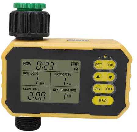 ciciglow Solar-Sprinkler-Timer, Einstellbar, Programmierbarer Automatischer Bewässerungsregler, Automatische Bewässerung, Gartenschlauch-Wasser-Timer mit Regensensor