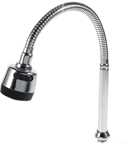 Robinet de cuisine à poignée unique avec rotation à 360 degrés en acier inoxydable avec deux modes de débit d'eau et fonctionnement goutte à goutte