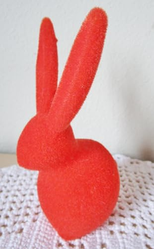 Generisch Bunte Häschen - 1 Hase beflockt 12 cm hoch - Osterhasen mit Samtüberzug Farbe wählbar: pink, lila, Gel, rosa, türkis o grün, Deko Ostern Osterdeko Tischdeko (Lila)