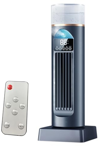 AC Cooling Fan, 6 Speeds Quiet Oscillating Bladeless Cooler with Remote, Room Cooler Fan Portable, Tower AC Air Conditioning, Evaporative Humidifier Bladeless, for Bedroom Living Room