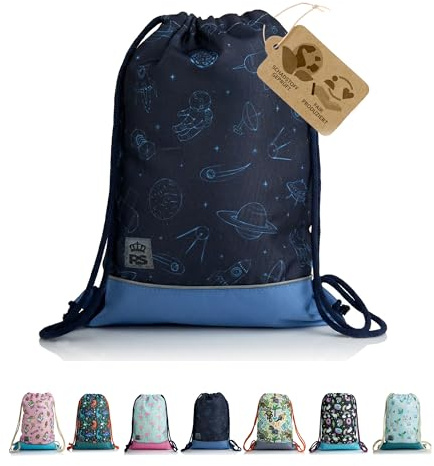 Turnbeutel Sportbeutel Gymbag Rucksack für Kinder (Modell 22) | Reißverschlussfach, Schlüsselclip, Reflektor, für Schule, Sport & Freizeit