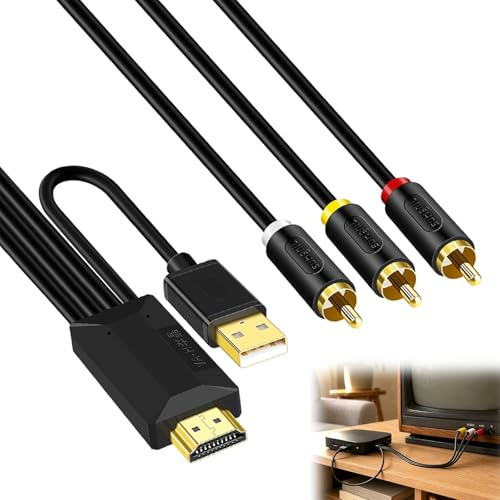 3-M - Cable convertidor de audio unidireccional HDMI ARC/eARC a 3RCA, cable de audio de 192 kHz, extractor de audio HDMI eARC/ARC, funcionamiento USB, extractor de audio para conexión AV de TV a