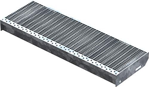 Fenau – 800 x 270 mm - Gitterrost-Stufe (R11) XSL, MW: 30/10 mm, verzinkt, Stahl-Treppenstufe nach DIN-Norm, Fluchttreppen geeignet, Anti-Rutsch-Wirkung