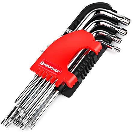 MaxPower Llaves Torx, Juego de Llaves Hexagonales Torx Largas Llave Allen Llave de Estrellas Métrica T10-T50, CR-V Hex Key Set