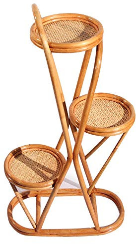Blumenständer Rattan-Blumenregal Mit 3 Ebenen Blumenständer Balkon Pflanzenregal Draußen Gartenregal Standregal Blumen Rack