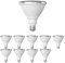 ledscom.de 10 Stück E27 LED Leuchtmittel, PAR38 kurzer Hals, warmweiß (2700 K), 15,7 W, 1152lm, 42°, Reflektorspiegel (silber)