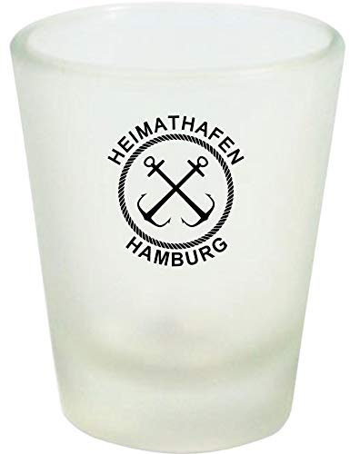 Shirtinstyle Schnapsglas Glas, Heimathafen Hamburg Anker. Urlaub Heimat Familie Zu Hause Freunde Spruch, Weiß